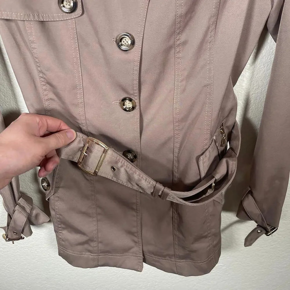 2000s Le Chateau Camel Brown Trench Coat Large - Picture 3 of 8